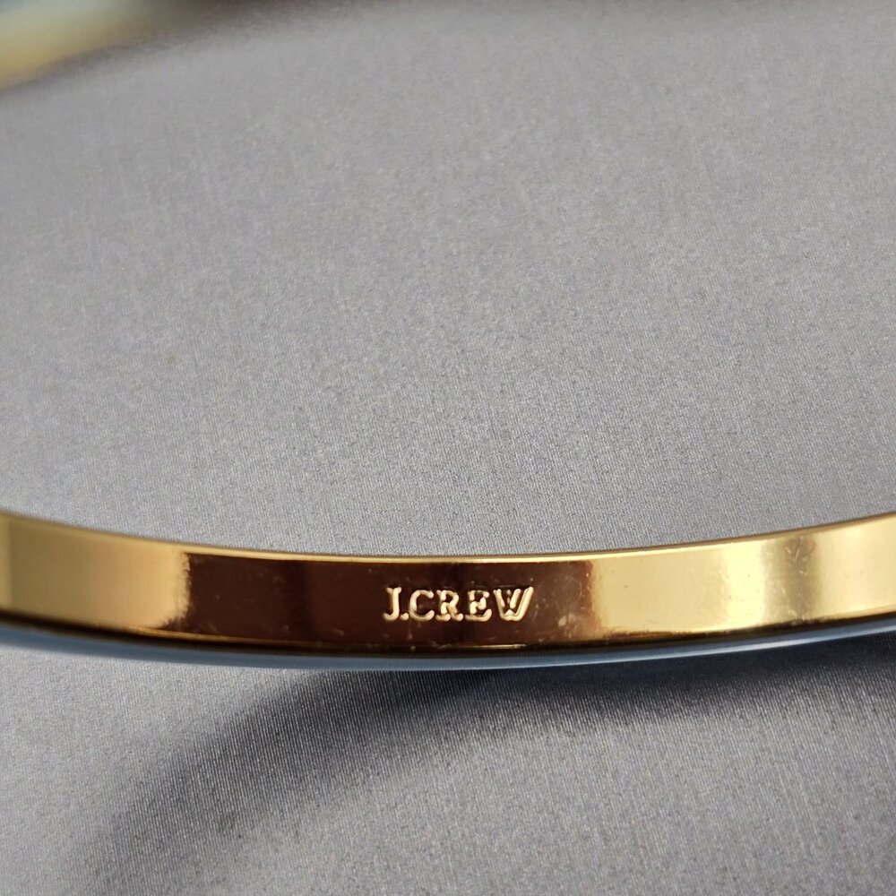 J Crew Blue Lucite Bangle Bracelet 7.75" Gold‑Tone Preppy Style - Picture 3 of 6